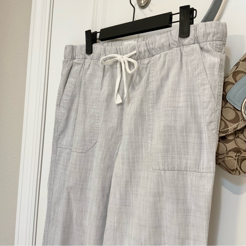 Loft Outlet Lounge Gray/White Drawstring Pant Size M, EUC